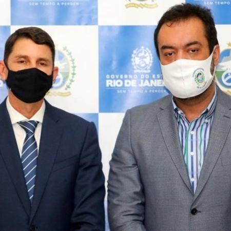 O governador Cláudio Castro (à direita) na posse do deputado federal Juninho do Pneu (DEM-RJ) como secretário de Transportes - Philippe Lima/ Governo do Rio