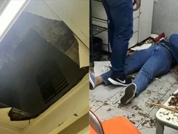 Professora cai do teto após piso ceder em escola particular em Vitória