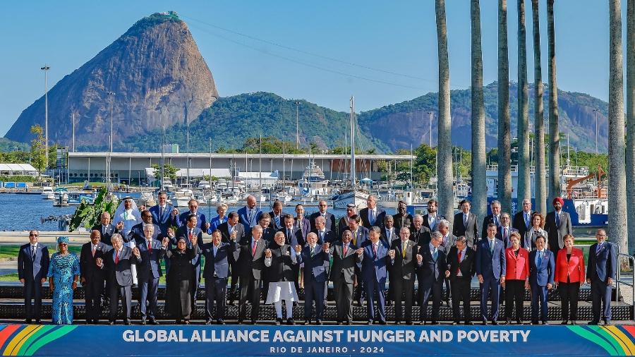 18.nov.2024 - Foto oficial dos líderes mundiais na cúpula do G20, no Rio de Janeiro