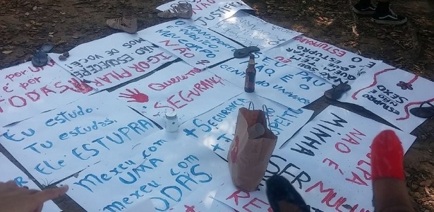 15.mai.2017 - Cartazes de estudantes da UFRRJ feitos durante protesto contra a violência sexual no campus da instituição - Reprodução/Facebook