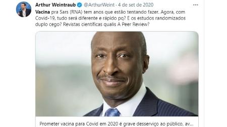 Tuíte Arthur Weintraub - Reprodução - Reprodução