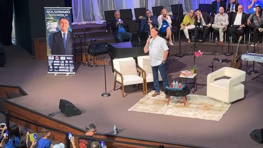 Ex-presidente Jair Bolsonaro (PL) em evento em igreja nos Estados Unidos - Reprodução