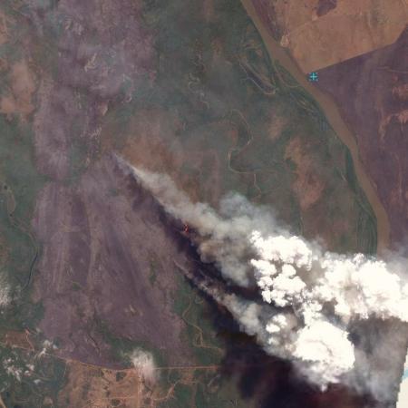 Foco de incêndio em Corumbá, no Pantanal