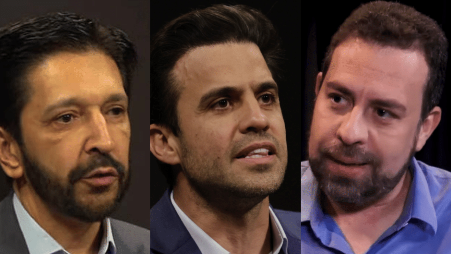 Ricardo Nunes (MDB), Pablo Marçal (PRTB) e Guilherme Boulos (PSOL) - UOL