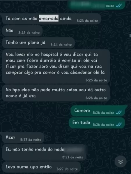 Suspeita diz ao namorado que pretende abandonar filho - Divulgação/Polícia Civil-RS - Divulgação/Polícia Civil-RS