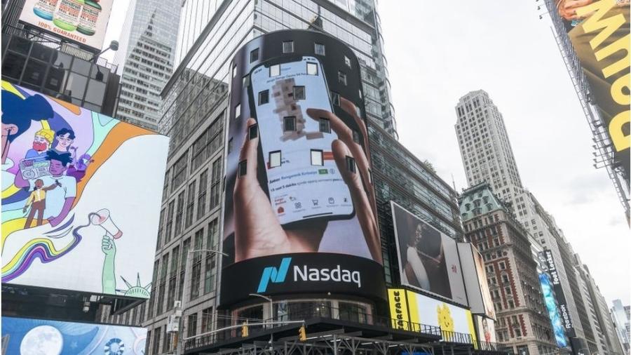 O índice Nasdaq, que reflete as oscilações das ações de empresas de tecnologia, caiu quase 23% entre janeiro e maio de 2022 - Getty Images