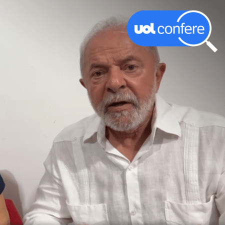 21.out.2022 - Candidato à presidência Luiz Inácio Lula da Silva (PT) participou de live no Facebook com o deputado federal André Janones (Avante-MG) - Arte/UOL sobre Reprodução Facebook