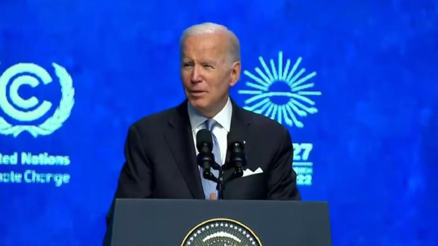 11.nov.2022 - Joe Biden, presidente dos Estados Unidos, na COP27, no Egito - Reprodução