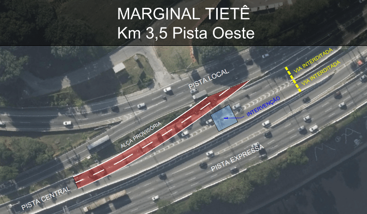 Estrutura vai permitir acesso da pista local para a central, até que cratera seja fechada Estrutura vai permitir acesso da pista local para a central, até que cratera seja fechada