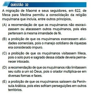 Questão 32 da prova da Unesp - Divulgação/Vunesp - Divulgação/Vunesp