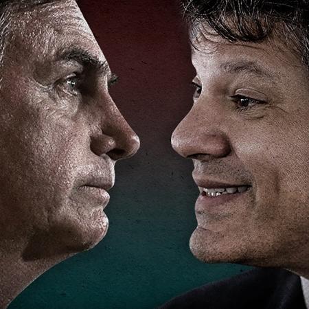Montagem com as imagens de Bolsonaro (à esq.) e Fernando Haddad (à dir.) - Arte/UOL