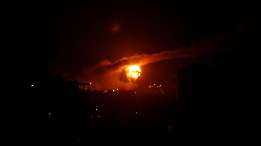 16.jan.2020 - Ataques na Faixa de Gaza - Xinhua/Mohammed Dahman