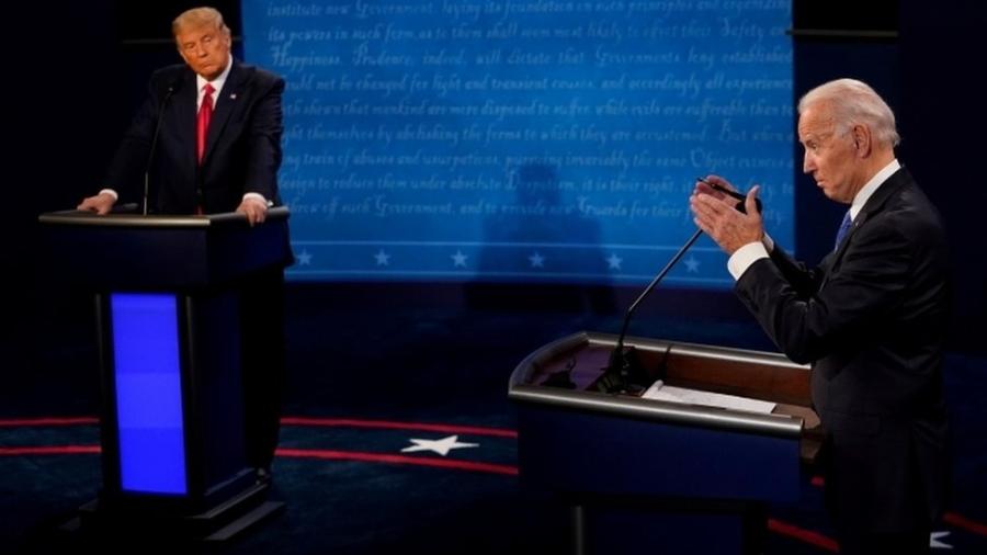 Trump e Biden em debate no mês de outubro; dois meses após eleição presidencial, republicando tenta último lance para impedir posse do democrata - Reuters