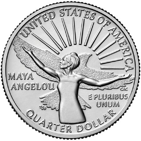 A moeda de Maya Angelou é o primeiro exemplar de uma série denominada "Prominent American Women", que homenageará várias mulheres ilustres - Divulgação/United States Mint
