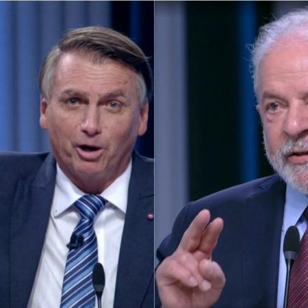 Jair Bolsonaro e Luiz Inácio Lula da Silva gesticulam durante debate da Globo - Reprodução/TV Globo