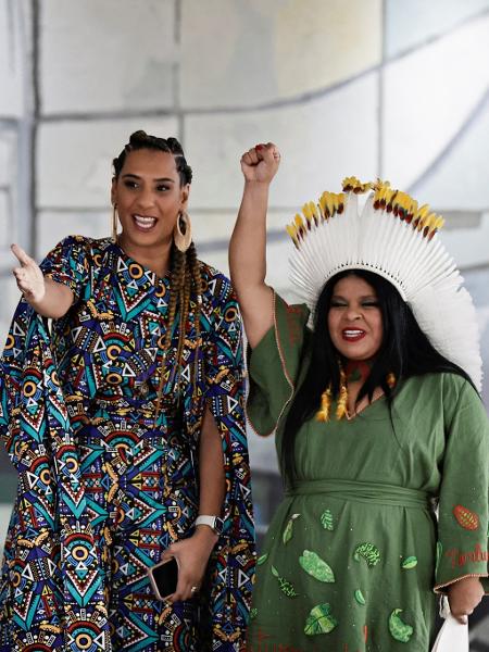 As ministras Anielle Franco e Sonia Guajajara durante cerimônia de posse no Palácio do Planalto - Ueslei Marcelino/Reuters