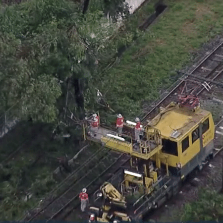 Linha 8 da CPTM opera parcialmente após queda de árvore nos trilhos - Reprodução/TV Globo 