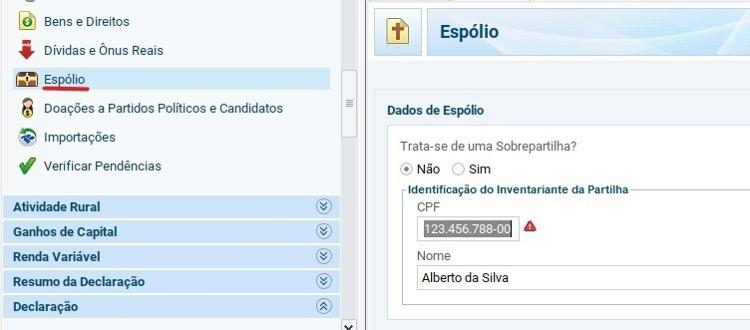 Como fazer declaração de espólio 1 IR Espolio Invent - -