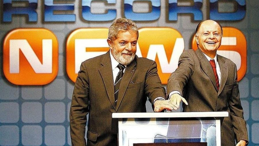 Em 2007, o então presidente Lula e o bispo Edir Macedo, fundador da Universal e dono da TV Record, inauguram o canal de notícias Record News em São Paulo - Ricardo Nogueira/Presidência da República/Divulgação