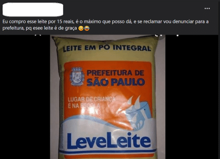 Comentário em grupo de venda de leite distribuído pela Prefeitura de São Paulo - Reprodução/Facebook - Reprodução/Facebook
