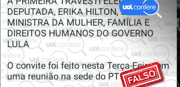 É falso que Erika Hilton foi convidada para ser ministra de Lula - UOL Confere