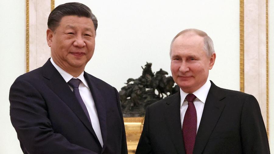 20.mar.2023 - Xi Jinping se reuniu com Putin em Moscou nesta segunda-feira (20) - Sputnik/Sergei Karpukhin/Pool via REUTERS