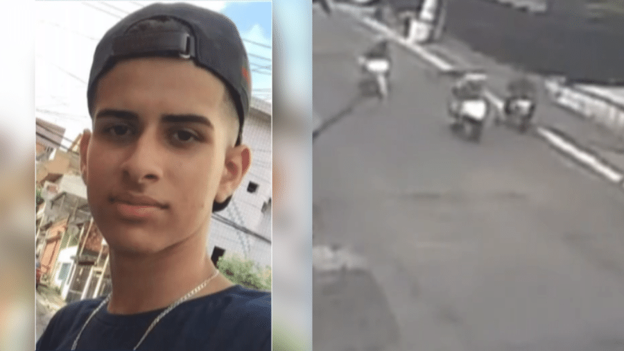 Rogério Ferreira da Silva Júnior morreu em 2020; câmeras de segurança (à direita) flagraram parte da abordagem policial