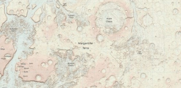 Mapa foi produzido a pedido de cientista que planeja viagem a Marte - Ordnance Survey/BBC