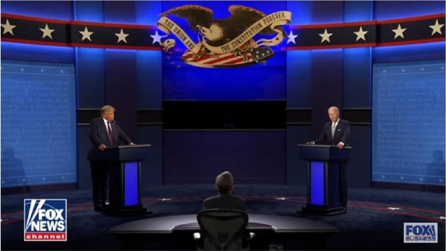 Donald Trump e Joe Biden durante o debate: presidente dos EUA estava empenhado em criar confusão, não em confrontar propostas e ideias - Reprodução/Youtube-Fox News
