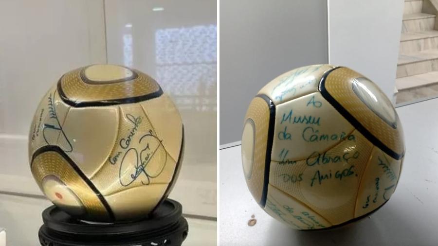 Bola autografada por Neymar, roubada da Câmara por golpistas, é encontrada - Divulgação/PM
