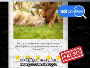 Promoção com ração grátis para cachorro é falsa; post tenta aplicar golpe