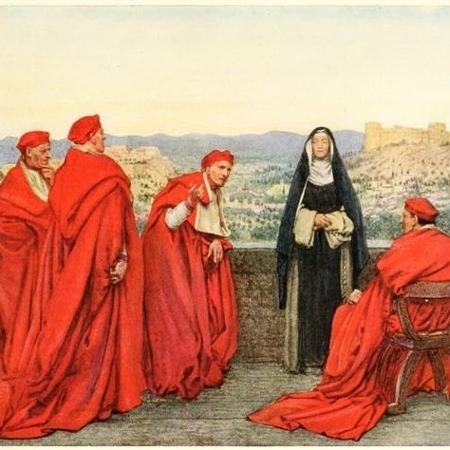 Santa Catarina de Siena é retratada rodeada de cardeais - Eleanor Fortescue/Domínio público