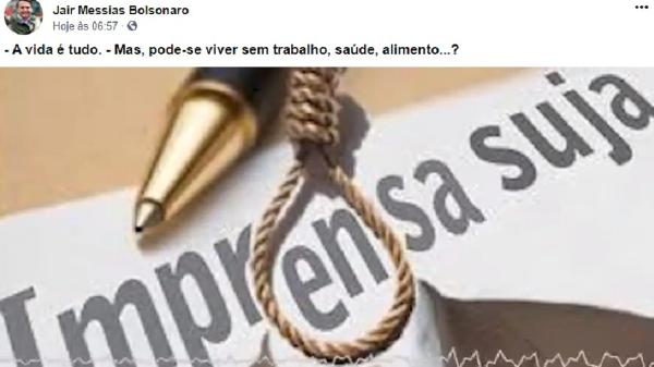Imagem de vídeo compartilhado por Bolsonaro - Reprodução/Facebook