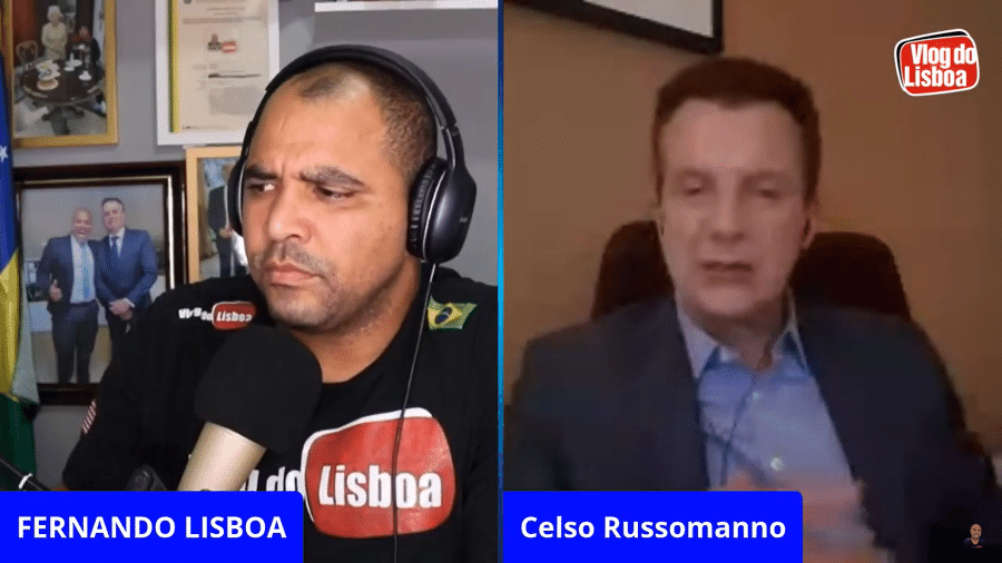 O candidato Celso Russomanno (Republicanos) em live no canal Vlog do Lisboa - Reprodução/Youtube/Vlog do Lisboa