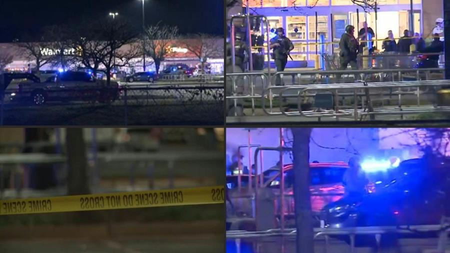 Imagens de serviços de emergência do ataque que matou pelo menos sete pessoas em uma loja do Walmart nos EUA - AFP