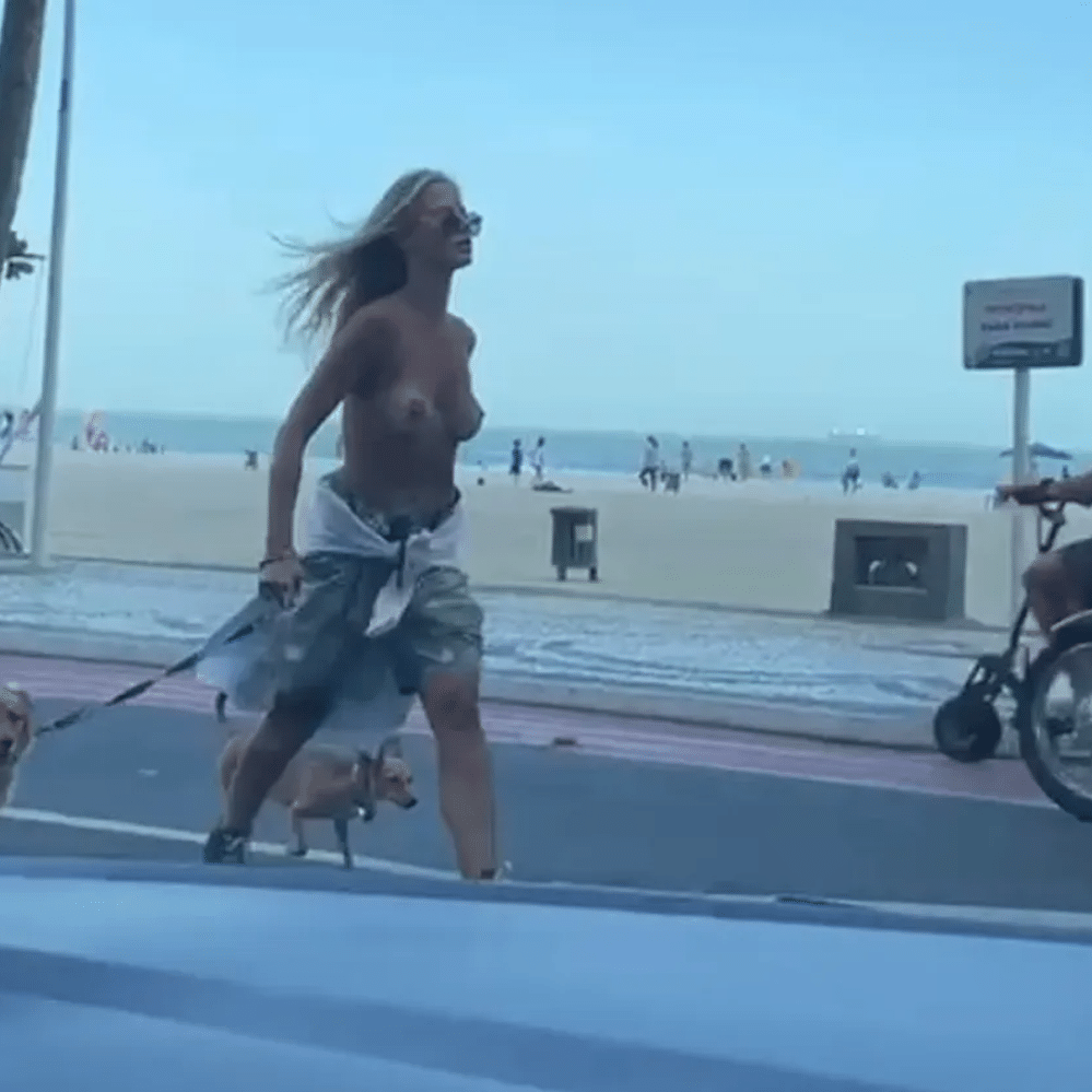 Mulher é presa ao fazer topless em passeio com cachorro; veja vídeo