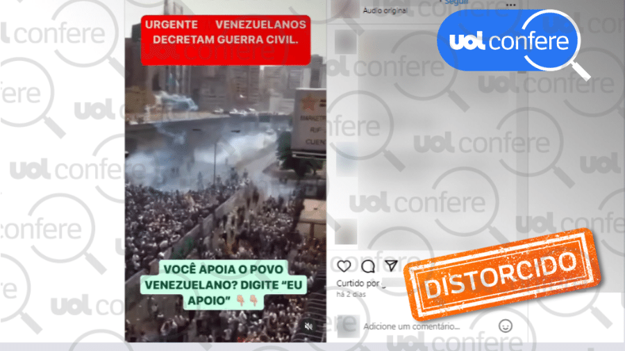 1.ago.24 - Vídeo que circula nas redes sociais com protestos na Venezuela é de 2017