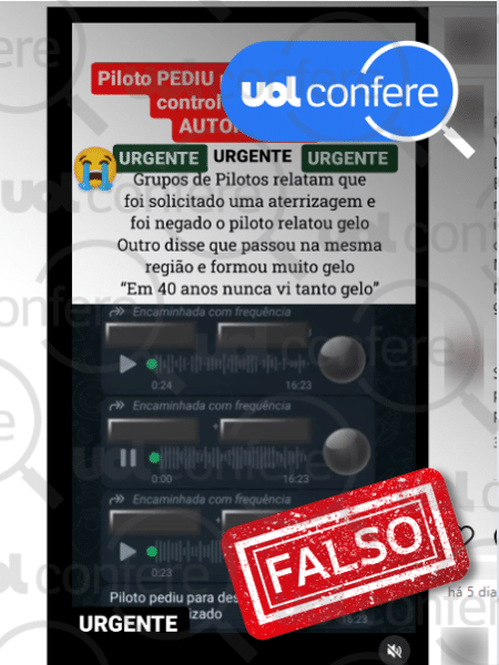 16.ago.2024 - A Nav Brasil e o aeroporto de Viracopos afirmam que não houve pedido de aterrisagem