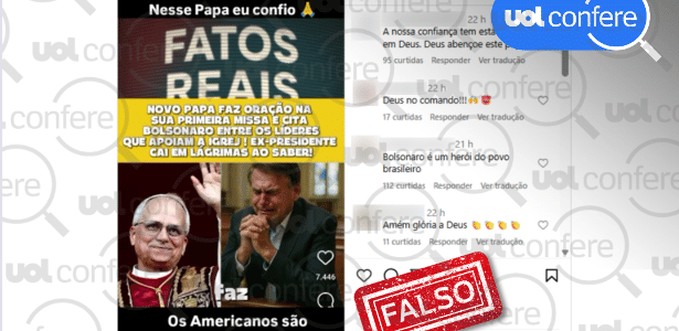 Papa Leão 14 não rezou por Bolsonaro em primeira missa nem 'fez o L'