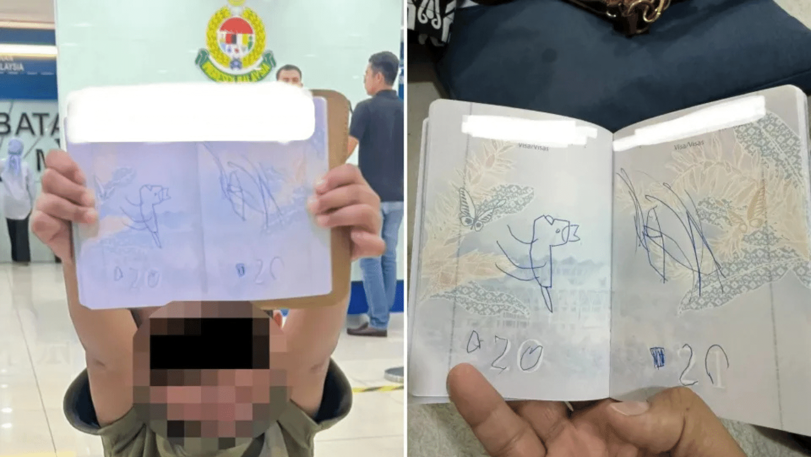 Criança desenha em passaporte da mãe - undefined