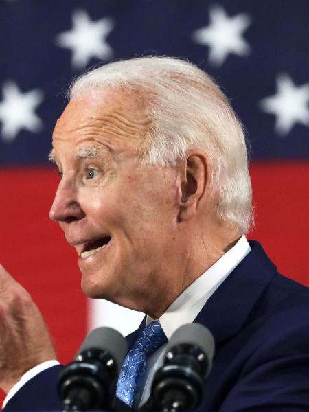 Joe Biden, candidato do Partido Democrata à eleição presidencial dos Estados Unido, durante discurso em Delaware - Alex Wong/Getty Images/AFP