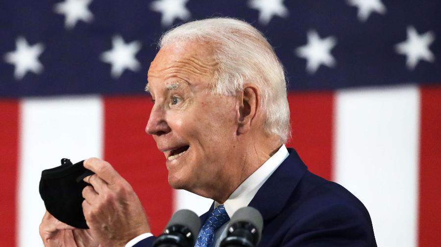 30.jun.2020 - Joe Biden, candidato do Partido Democrata à eleição presidencial dos Estados Unido, durante discurso em Delaware - Alex Wong/Getty Images/AFP