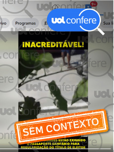 3.mai.2022 - Vídeo que mostra um homem de São Pedro da Aldeia (RJ) reclamando de não conseguir regularizar seu título de eleitor por não ter um comprovante de vacinação contra a covid-19 está circulando nas redes sociais sem contexto - Arte/UOL sobre Reprodução/Facebook Luciano Hang