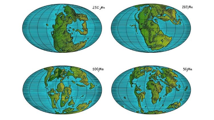Ilustração mostra separação de supercontinente há milhões de anos