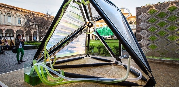 Urban Algae Canopy, desenvolvido pelo ecoLogicStudio, em exposição na Expo Milão 2015 - Reprodução/ecoLogicStudio