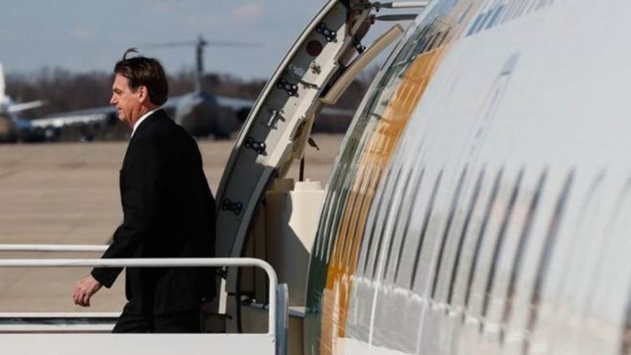 Bolsonaro desembarca de avião em Washington, em foto de março de 2019; ele já é o presidente brasileiro que, proporcionalmente, mais visitou os EUA - Alan Santos/Presidência da República