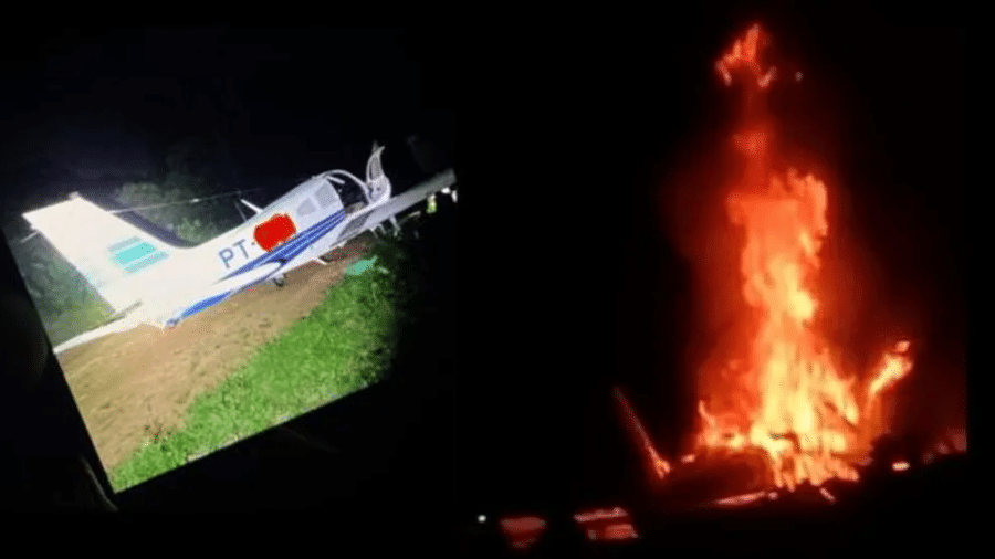 Aeronave foi queimada em operação realizada após o horário de desativação dos corredores legais - Divulgação/FAB