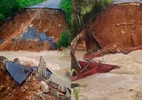 Cratera é aberta em rodovia após chuvas na Bahia - Reprodução de vídeos