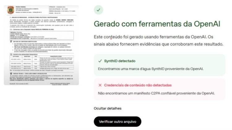 Ferramenta identificou marca d'água da OpenAI - undefined