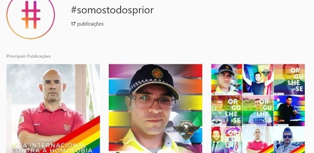 A hashtag "#somostodosPrior", em apoio ao soldado Leandro Prior, no Instagram - Reprodução